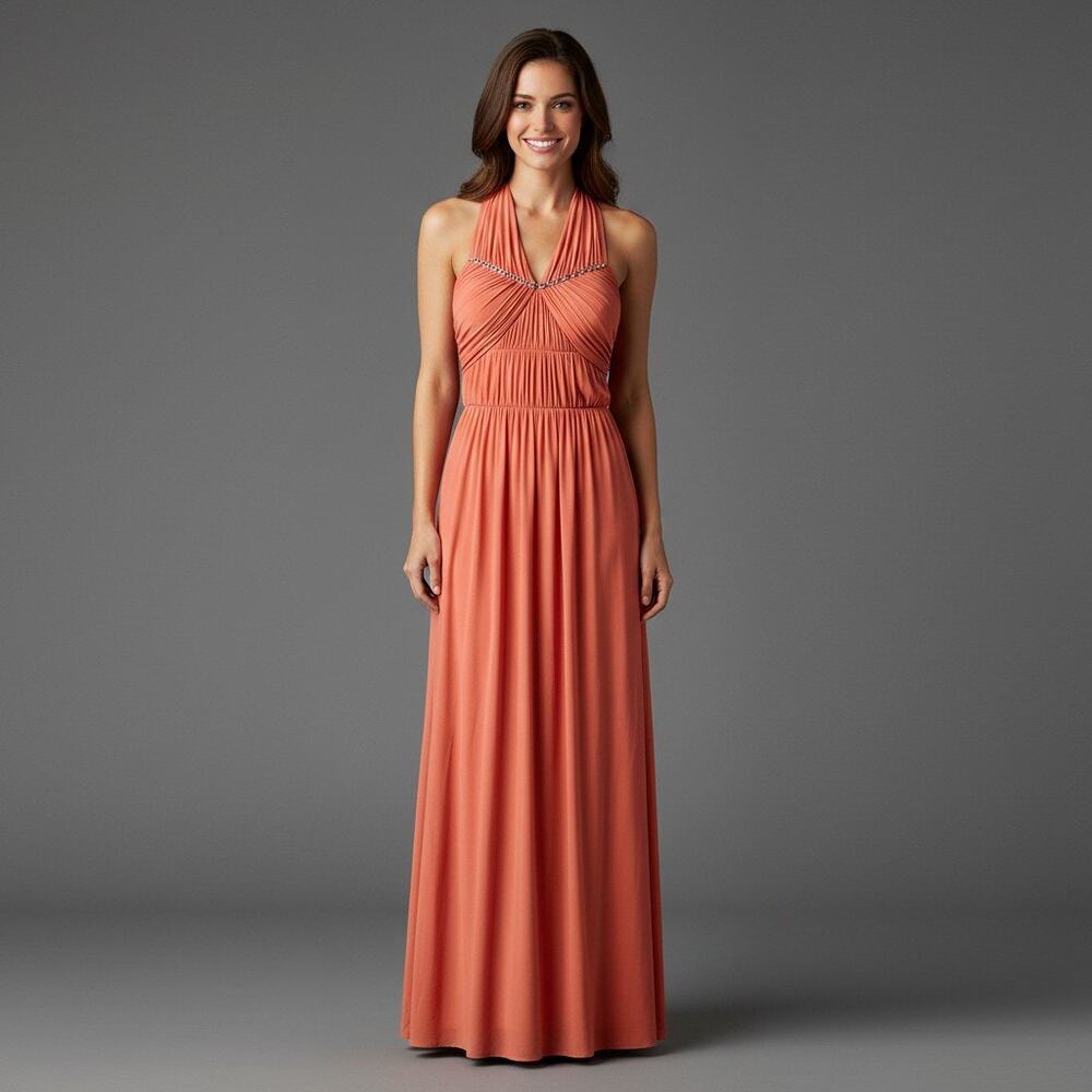 NWT BCBG Generation Women Pink Pleated Sleeveless Chiffon Rhinestone Size 12